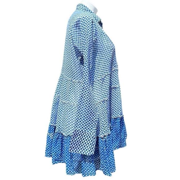 Free People Long Sleeve Tiered 3/4 Botton Down Blouse Size Medium - Picture 4 of 9